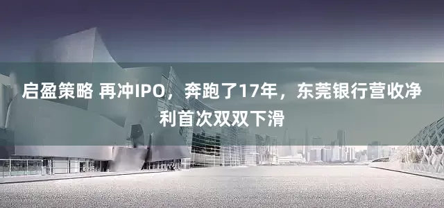 启盈策略 再冲IPO，奔跑了17年，东莞银行营收净利首次双双下滑